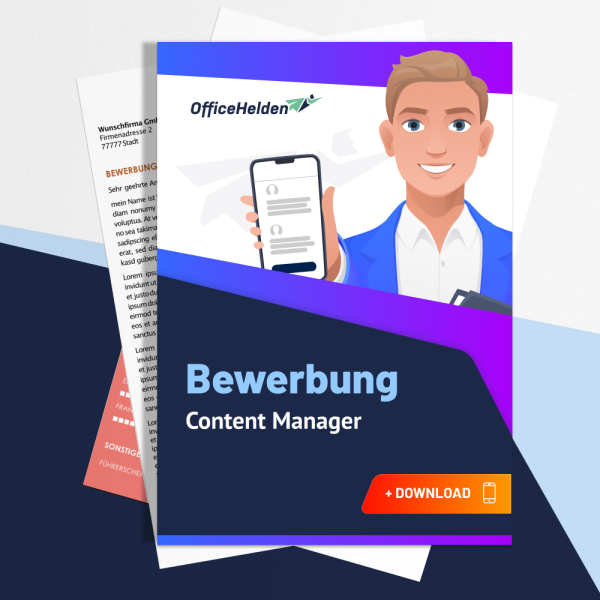 Bewerbung Content Manager Komplettpaket I + 20 Designs I Anschreiben, Deckblatt, tabellarischer Lebenslauf & Motivationsschreiben