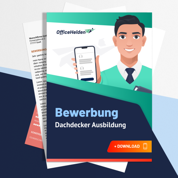 Bewerbung Dachdecker Ausbildung Komplettpaket I + 20 Designs I Anschreiben, Deckblatt, tabellarischer Lebenslauf & Motivationsschreiben