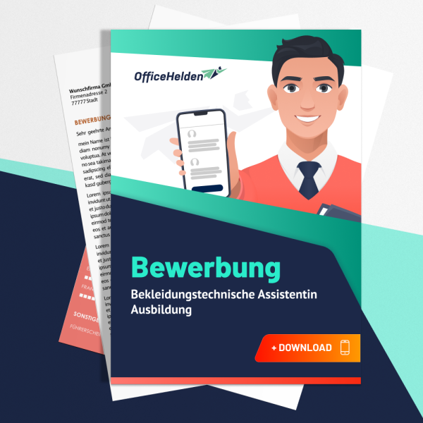 Bewerbung Bekleidungstechnische Assistentin Ausbildung Komplettpaket I + 20 Designs I Anschreiben, Deckblatt, tabellarischer Lebenslauf & Motivationsschreiben