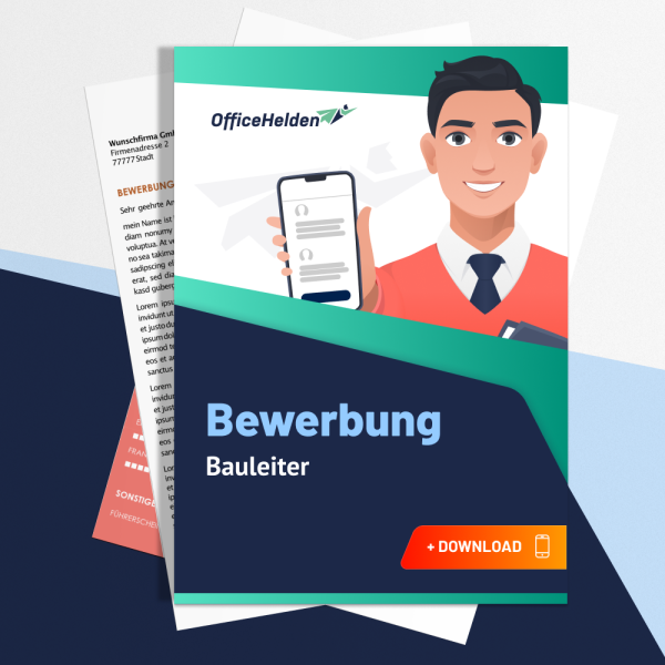 Bewerbung Bauleiter Komplettpaket I + 20 Designs I Anschreiben, Deckblatt, tabellarischer Lebenslauf & Motivationsschreiben