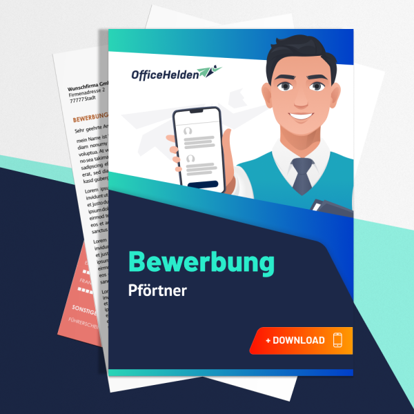 Bewerbung Pförtner Komplettpaket I + 20 Designs I Anschreiben, Deckblatt, tabellarischer Lebenslauf & Motivationsschreiben