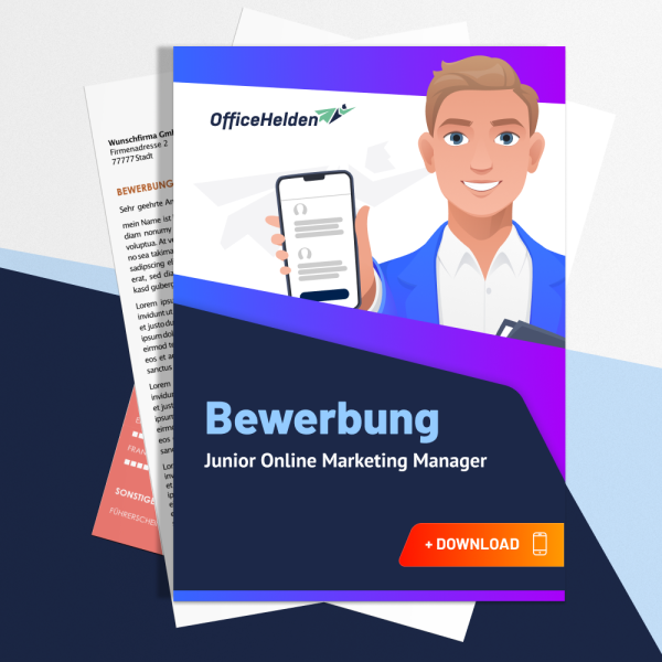 Bewerbung Junior Online Marketing Manager Komplettpaket I + 20 Designs I Anschreiben, Deckblatt, tabellarischer Lebenslauf & Motivationsschreiben