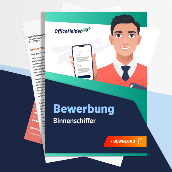 Bewerbung Binnenschiffer Komplettpaket I + 20 Designs I Anschreiben, Deckblatt, tabellarischer Lebenslauf & Motivationsschreiben