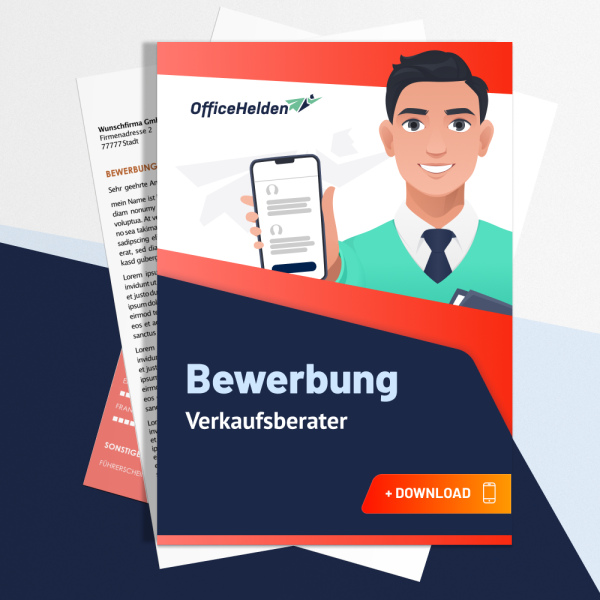 Bewerbung Verkaufsberater Komplettpaket I + 20 Designs I Anschreiben, Deckblatt, tabellarischer Lebenslauf & Motivationsschreiben