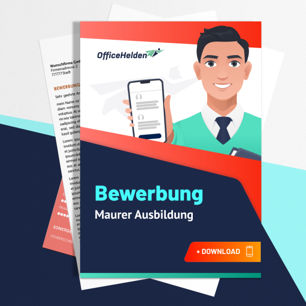 Bewerbung Maurer Ausbildung Komplettpaket I + 20 Designs I Anschreiben, Deckblatt, tabellarischer Lebenslauf & Motivationsschreiben