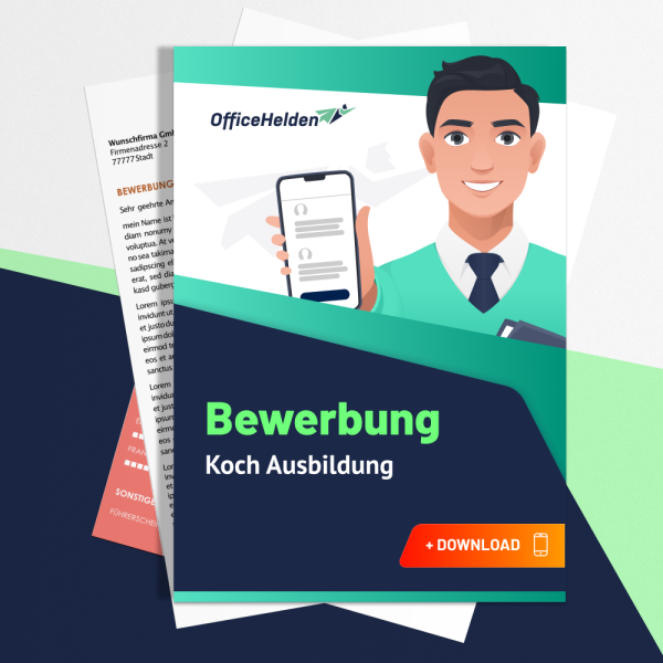 Bewerbung Koch Ausbildung Komplettpaket I + 20 Designs I Anschreiben, Deckblatt, tabellarischer Lebenslauf & Motivationsschreiben