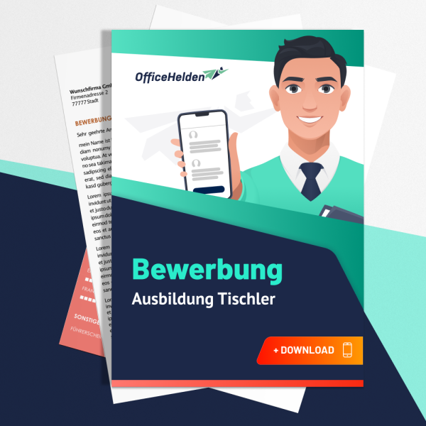 Bewerbung Ausbildung Tischler Komplettpaket I + 20 Designs I Anschreiben, Deckblatt, tabellarischer Lebenslauf & Motivationsschreiben