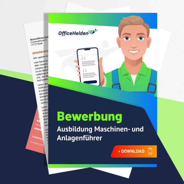 Bewerbung Ausbildung Maschinen- und Anlagenführer Komplettpaket I + 20 Designs I Anschreiben, Deckblatt, tabellarischer Lebenslauf & Motivationsschreiben