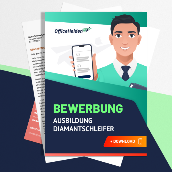 Bewerbung Ausbildung Diamantschleifer Komplettpaket I + 20 Designs I Anschreiben, Deckblatt, tabellarischer Lebenslauf & Motivationsschreiben