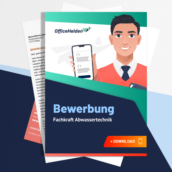 Bewerbung Fachkraft Abwassertechnik Komplettpaket I + 20 Designs I Anschreiben, Deckblatt, tabellarischer Lebenslauf & Motivationsschreiben