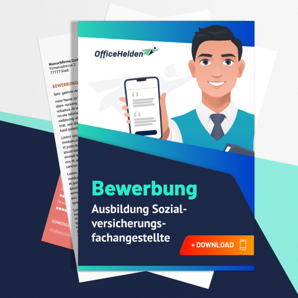 Bewerbung Ausbildung Sozialversicherungsfachangestellte Komplettpaket I + 20 Designs I Anschreiben, Deckblatt, tabellarischer Lebenslauf & Motivationsschreiben