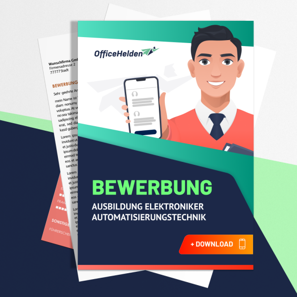 Bewerbung Ausbildung Elektroniker Automatisierungstechnik Komplettpaket I + 20 Designs I Anschreiben, Deckblatt, tabellarischer Lebenslauf & Motivationsschreiben