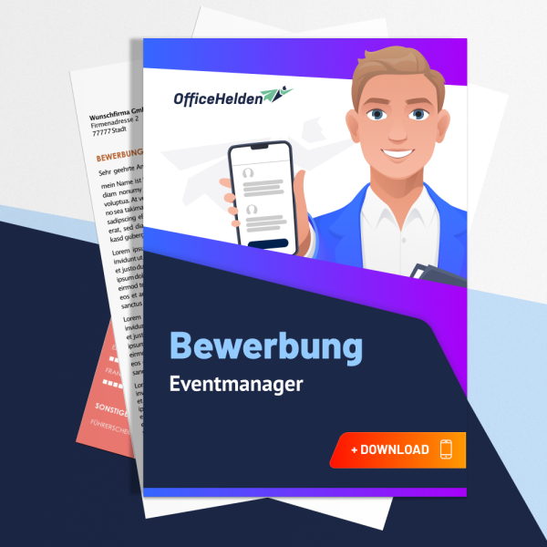 Bewerbung Eventmanager Komplettpaket I + 20 Designs I Anschreiben, Deckblatt, tabellarischer Lebenslauf & Motivationsschreiben