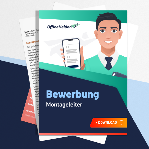 Bewerbung Montageleiter Komplettpaket I + 20 Designs I Anschreiben, Deckblatt, tabellarischer Lebenslauf & Motivationsschreiben