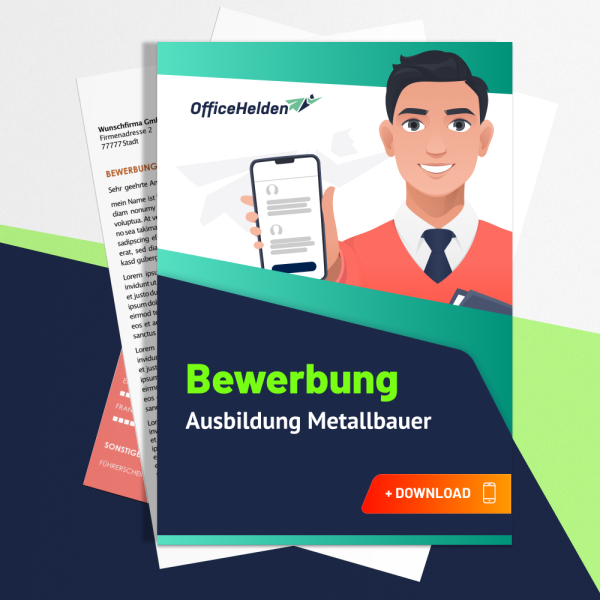 Bewerbung Ausbildung Metallbauer Komplettpaket I + 20 Designs I Anschreiben, Deckblatt, tabellarischer Lebenslauf & Motivationsschreiben