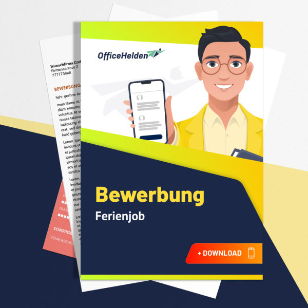 Bewerbung Ferienjob Komplettpaket I + 20 Designs I Anschreiben, Deckblatt, tabellarischer Lebenslauf & Motivationsschreiben