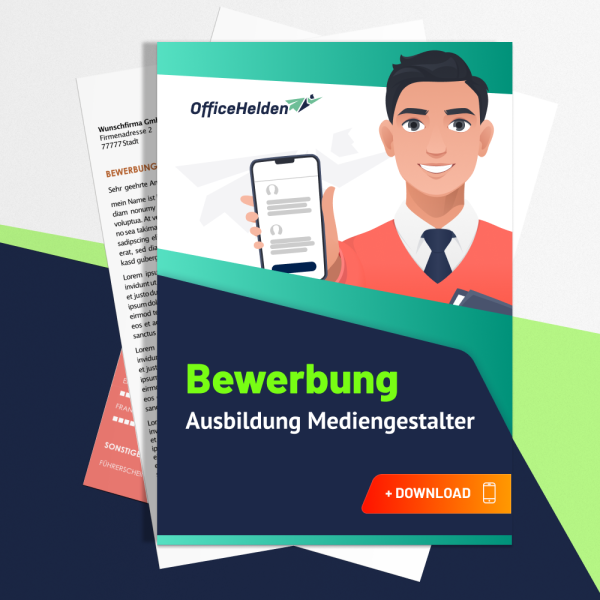 Bewerbung Ausbildung Mediengestalter Komplettpaket I + 20 Designs I Anschreiben, Deckblatt, tabellarischer Lebenslauf & Motivationsschreiben