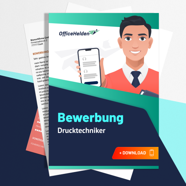 Bewerbung Drucktechniker Komplettpaket I + 20 Designs I Anschreiben, Deckblatt, tabellarischer Lebenslauf & Motivationsschreiben