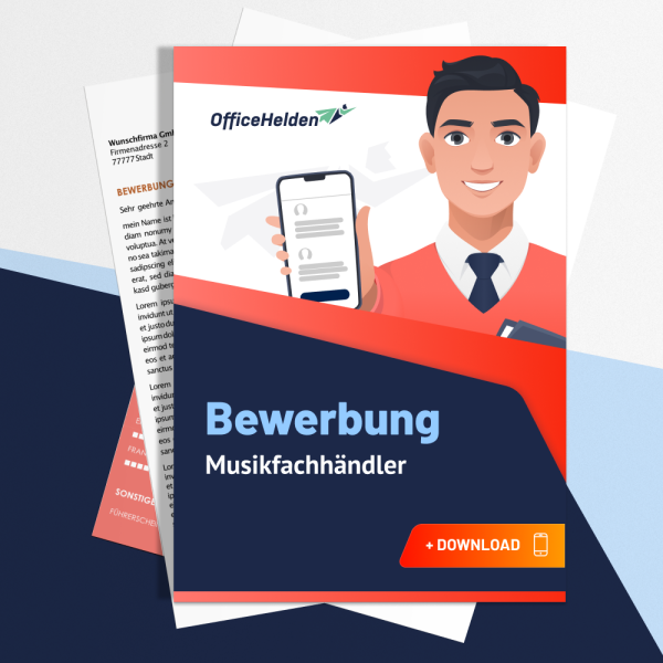 Bewerbung Musikfachhändler Komplettpaket I + 20 Designs I Anschreiben, Deckblatt, tabellarischer Lebenslauf & Motivationsschreiben