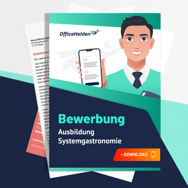 Bewerbung Ausbildung Systemgastronomie Komplettpaket I + 20 Designs I Anschreiben, Deckblatt, tabellarischer Lebenslauf & Motivationsschreiben