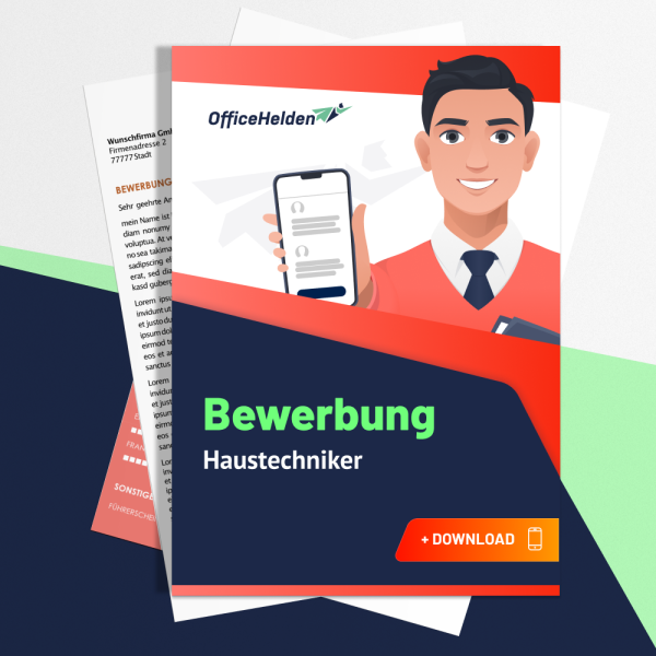 Bewerbung Haustechniker Komplettpaket I + 20 Designs I Anschreiben, Deckblatt, tabellarischer Lebenslauf & Motivationsschreiben