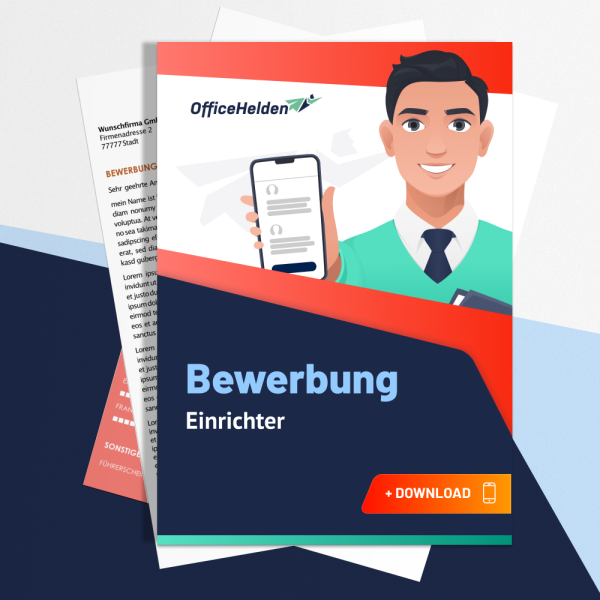 Bewerbung Einrichter Komplettpaket I + 20 Designs I Anschreiben, Deckblatt, tabellarischer Lebenslauf & Motivationsschreiben