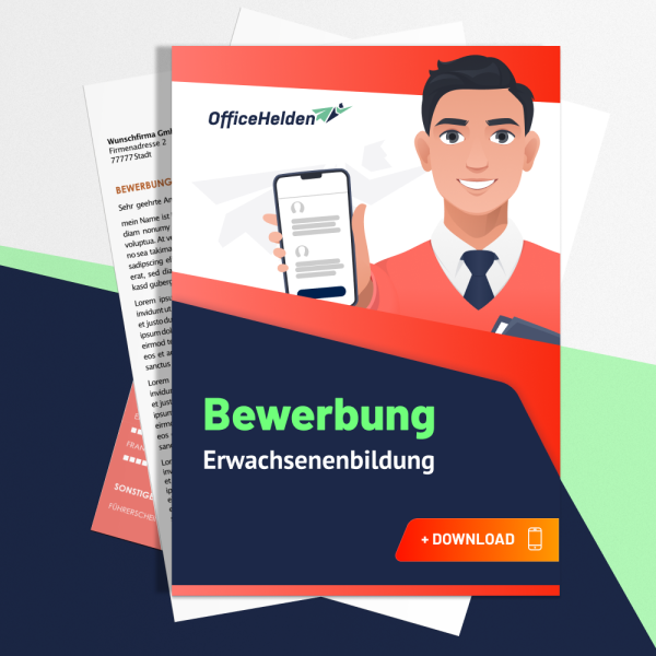 Bewerbung Erwachsenenbildung Komplettpaket I + 20 Designs I Anschreiben, Deckblatt, tabellarischer Lebenslauf & Motivationsschreiben