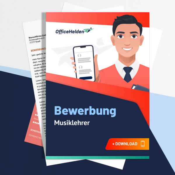 Bewerbung Musiklehrer Komplettpaket I + 20 Designs I Anschreiben, Deckblatt, tabellarischer Lebenslauf & Motivationsschreiben