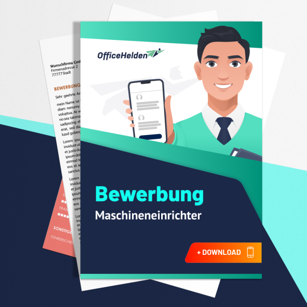 Bewerbung Maschineneinrichter Komplettpaket I + 20 Designs I Anschreiben, Deckblatt, tabellarischer Lebenslauf & Motivationsschreiben