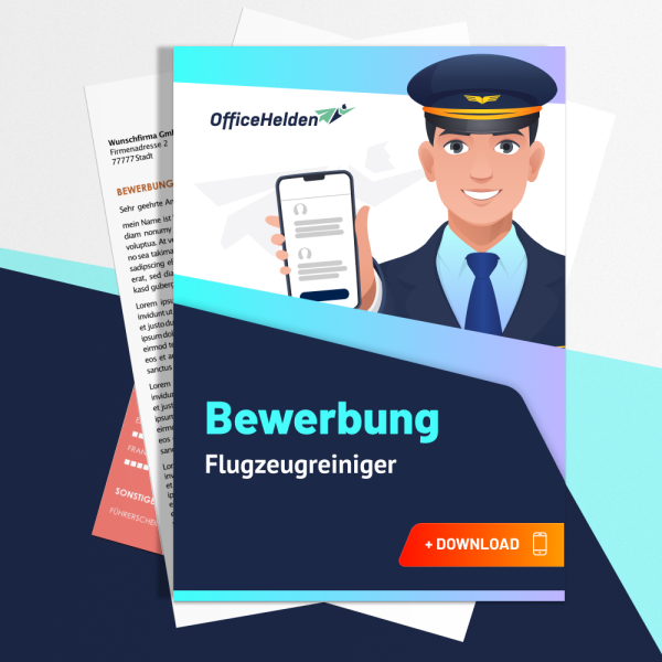 Bewerbung Flugzeugreiniger Komplettpaket I + 20 Designs I Anschreiben, Deckblatt, tabellarischer Lebenslauf & Motivationsschreiben