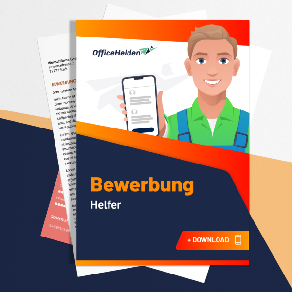 Bewerbung Helfer Komplettpaket I + 20 Designs I Anschreiben, Deckblatt, tabellarischer Lebenslauf & Motivationsschreiben