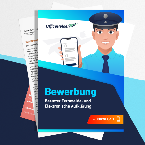 Bewerbung Beamter Fernmelde- und Elektronische Aufklärung Komplettpaket I + 20 Designs I Anschreiben, Deckblatt, tabellarischer Lebenslauf & Motivationsschreiben