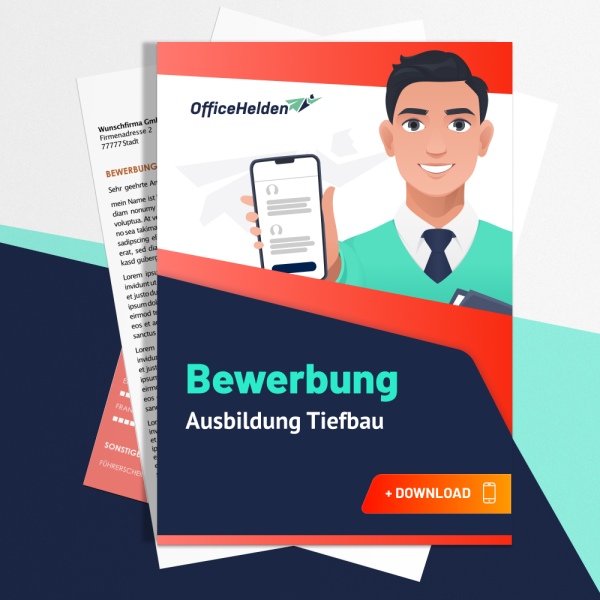 Bewerbung Ausbildung Tiefbau Komplettpaket I + 20 Designs I Anschreiben, Deckblatt, tabellarischer Lebenslauf & Motivationsschreiben