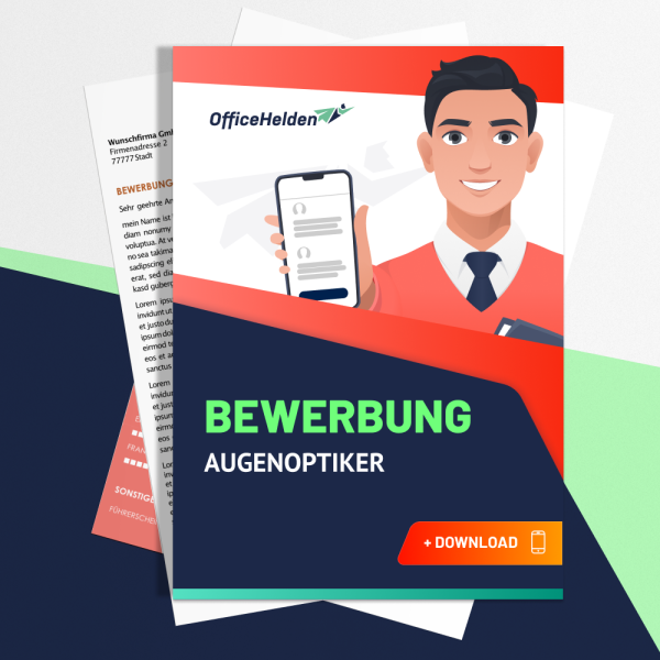 Bewerbung Augenoptiker Komplettpaket I + 20 Designs I Anschreiben, Deckblatt, tabellarischer Lebenslauf & Motivationsschreiben