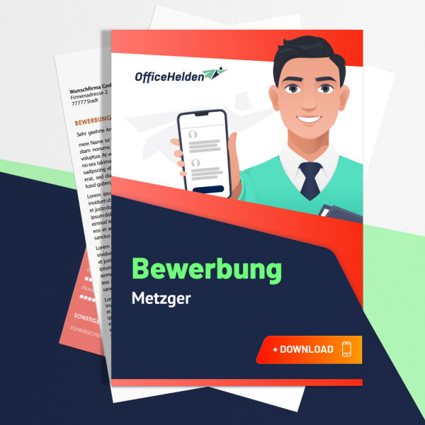 Bewerbung Metzger Komplettpaket I + 20 Designs I Anschreiben, Deckblatt, tabellarischer Lebenslauf & Motivationsschreiben