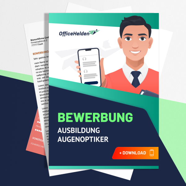 Bewerbung Ausbildung Augenoptiker Komplettpaket I + 20 Designs I Anschreiben, Deckblatt, tabellarischer Lebenslauf & Motivationsschreiben