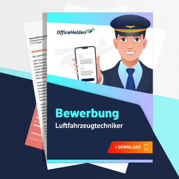 Bewerbung Luftfahrzeugtechniker Komplettpaket I + 20 Designs I Anschreiben, Deckblatt, tabellarischer Lebenslauf & Motivationsschreiben