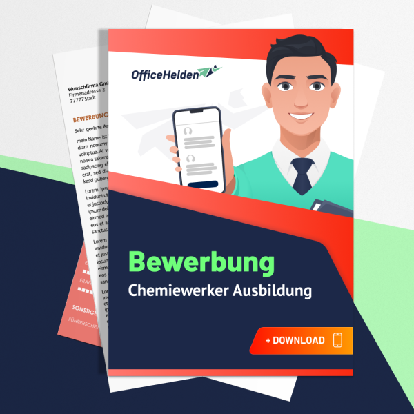 Bewerbung Chemiewerker Ausbildung Komplettpaket I + 20 Designs I Anschreiben, Deckblatt, tabellarischer Lebenslauf & Motivationsschreiben