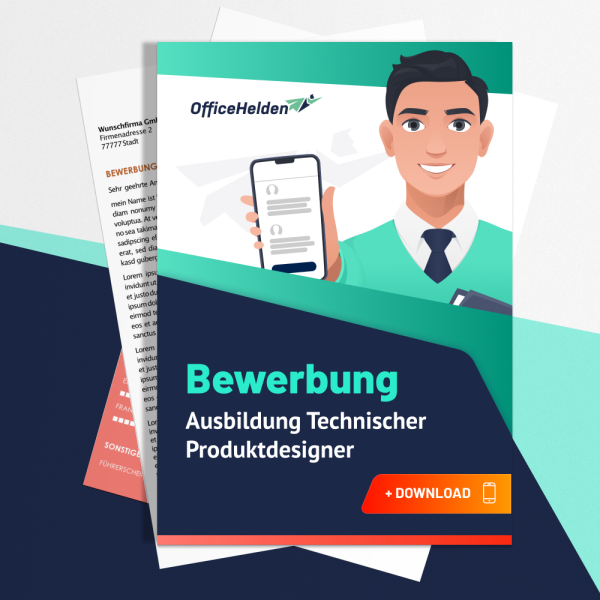 Bewerbung Ausbildung Technischer Produktdesigner Komplettpaket I + 20 Designs I Anschreiben, Deckblatt, tabellarischer Lebenslauf & Motivationsschreiben