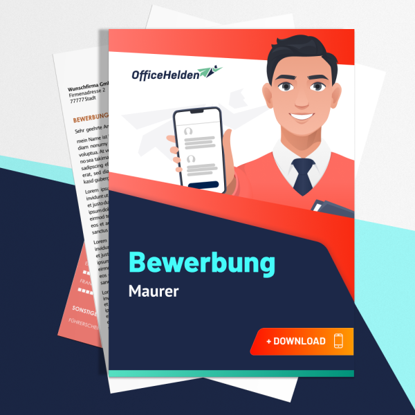 Bewerbung Maurer Komplettpaket I + 20 Designs I Anschreiben, Deckblatt, tabellarischer Lebenslauf & Motivationsschreiben