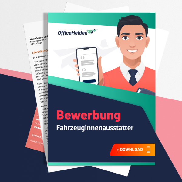 Bewerbung Fahrzeuginnenausstatter Komplettpaket I + 20 Designs I Anschreiben, Deckblatt, tabellarischer Lebenslauf & Motivationsschreiben