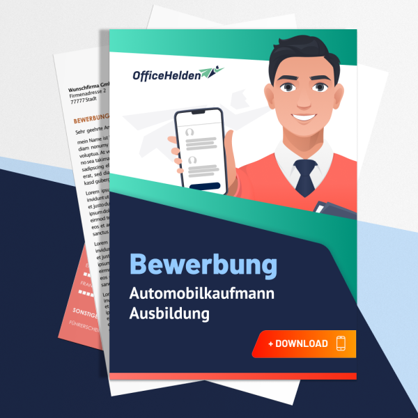 Bewerbung Automobilkaufmann Ausbildung Komplettpaket I + 20 Designs I Anschreiben, Deckblatt, tabellarischer Lebenslauf & Motivationsschreiben